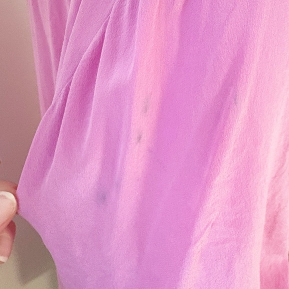 Bob Mackie Wearable Art Pink Button Down Silk Shirt with Peacock Design - Picture 6 of 6